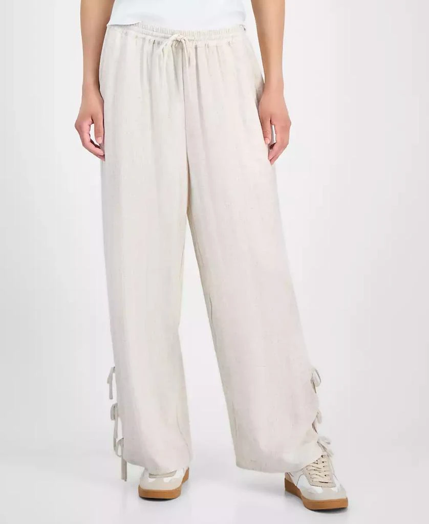 And Now This Petite Linen-Blend Hem-Cutout Side-Tie Wide Leg Pants, Exclusively at Macy's 3