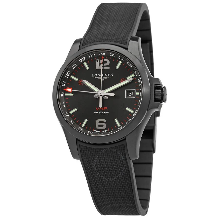 Longines Conquest V.H.P. GMT Quartz Black Dial Men's Watch L3.718.2.56.9 1