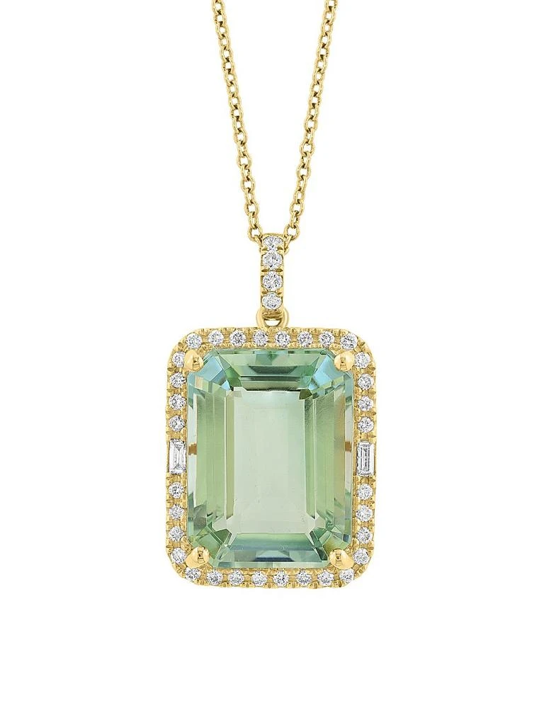 Saks Fifth Avenue Collection 14K Yellow Gold, Green Amethyst
0.33 TCW Diamond Halo Pendant Necklace 3