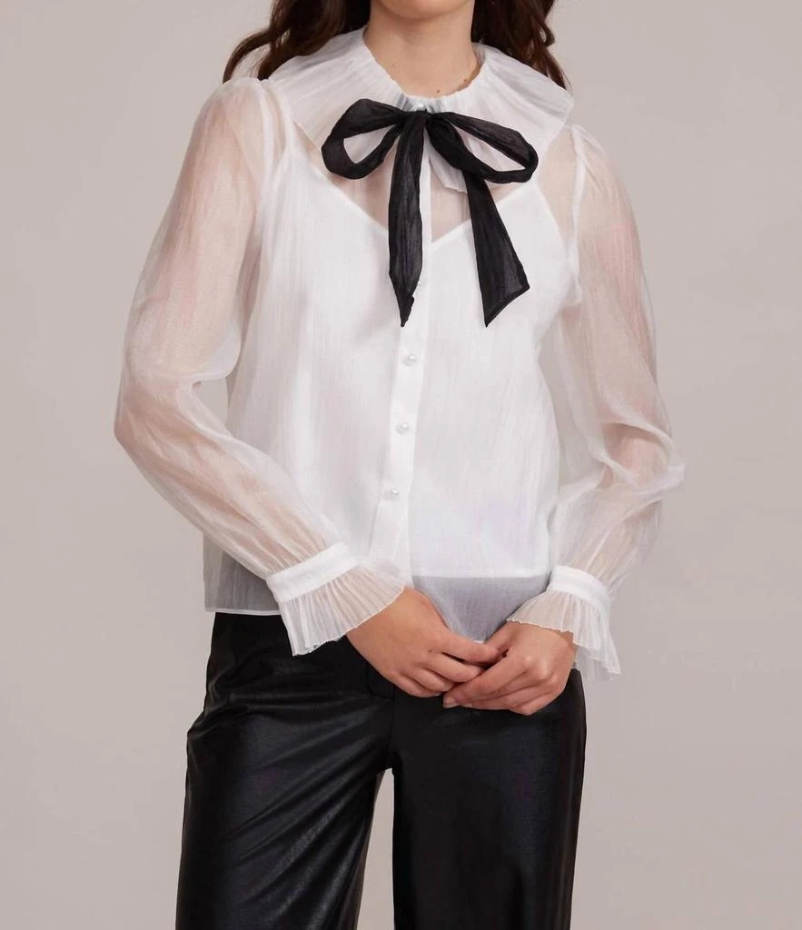Lucy Paris Garance Sheer Crinkle Peasant Top In White 1