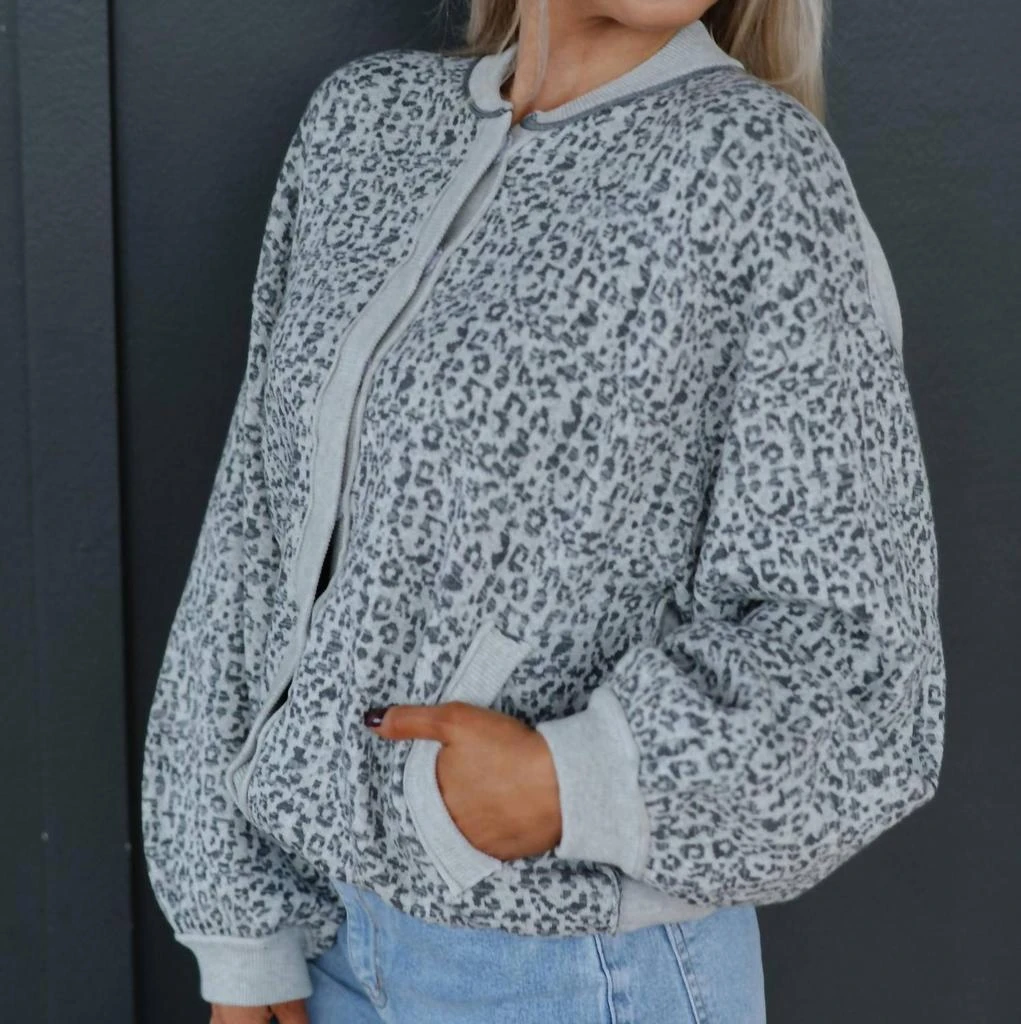 By Together Cheetah Print Cardigan In Grey Black 2