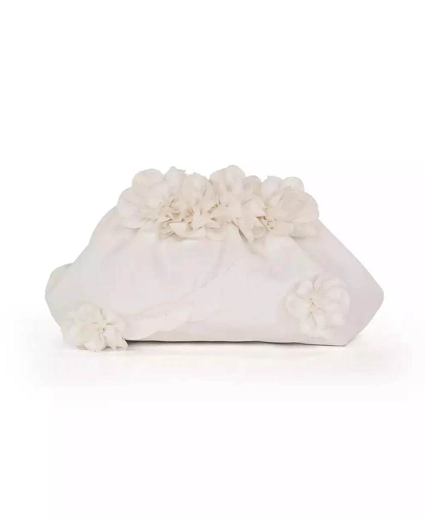 Badgley Mischka Woman
s Violet Jacquard Satin Floral Applique Pouch Clutch