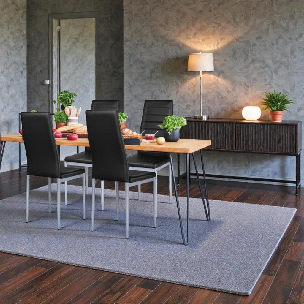 Hivvago Four-Piece Dining Chair Set Featuring PVC Leather Seats and Sturdy Metal Frames