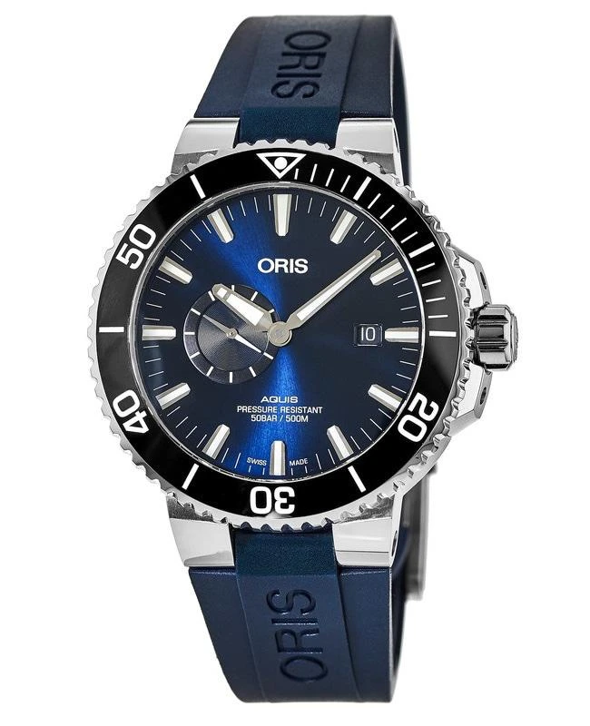 Oris Oris Aquis Small Second, Date Blue Dial Rubber Strap Men's Watch 01 743 7733 4135-07 4 24 65EB 1