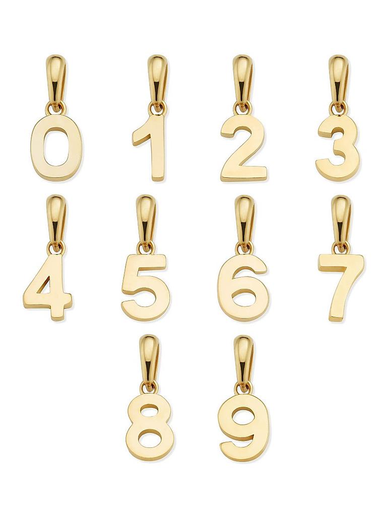 Oradina 14K Yellow Gold My Number Pendant Charm