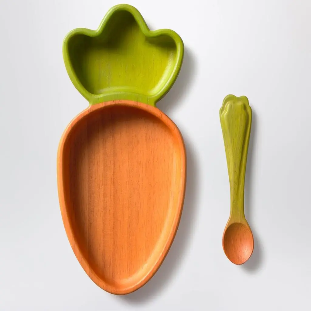 Oli & Carol Carrot-shaped plate and spoon set