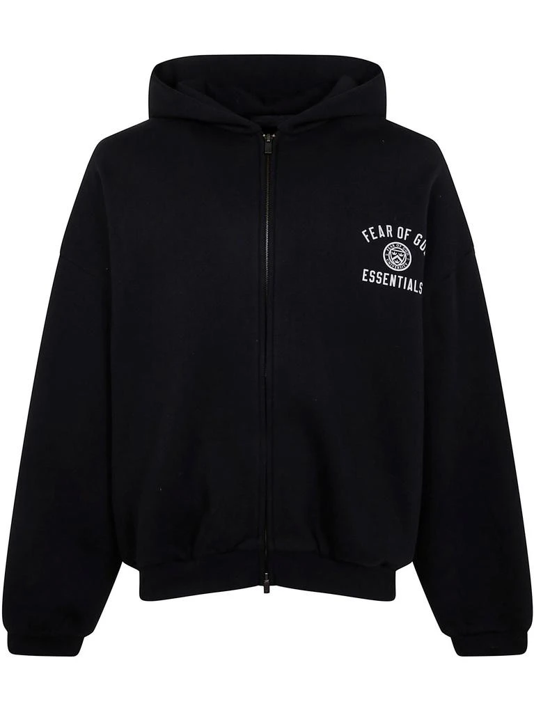 Essentials Fear Of God Essentials Logo Printed Zip-Up Hoodie 1