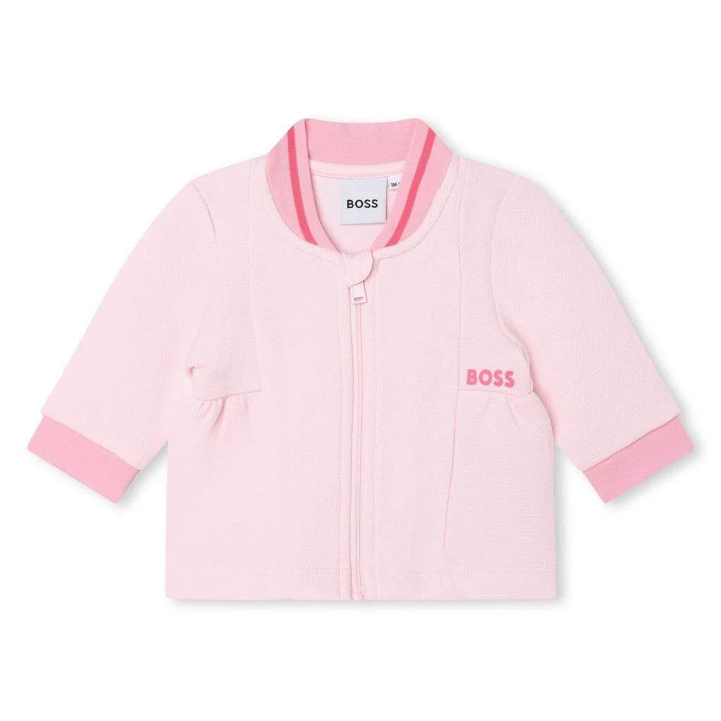 Hugo Boss Pink Logo Zip Up Cardigan 1