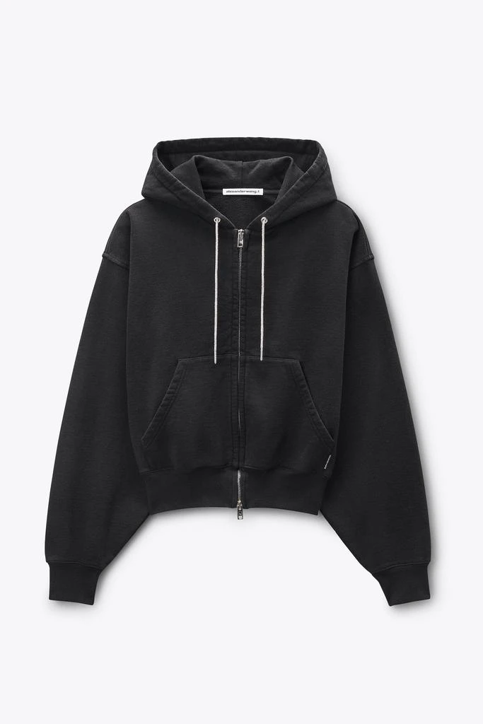 Alexander Wang Crystal Hotfix Drawcord Zip-Up Hoodie 2