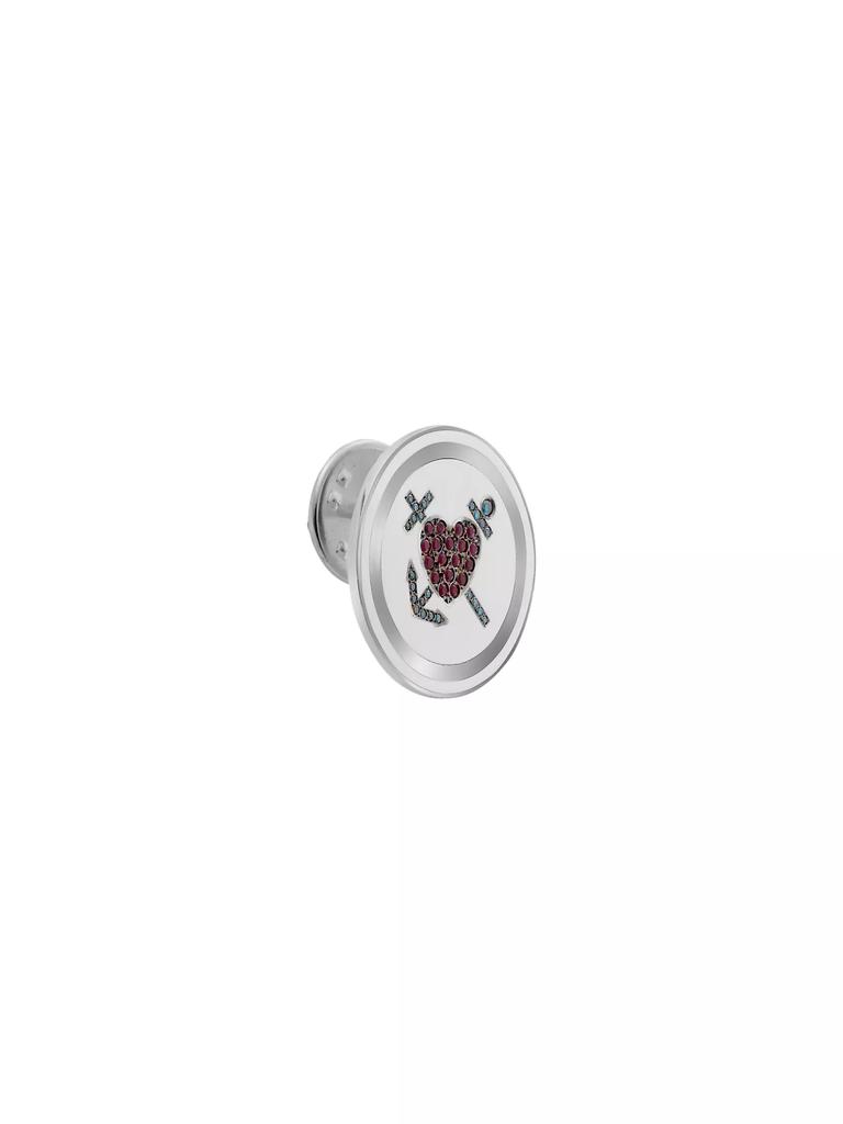 Ileana Makri Liberty 18K White Gold, Blue Diamond & Ruby Kastellorizo Pin