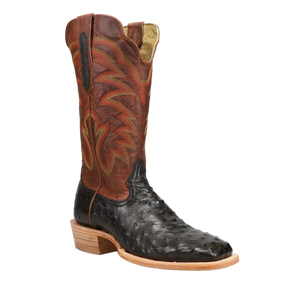 R. Watson Boots Full Quill Ostrich Embroidered Wide Square Toe Cowboy Boots 2