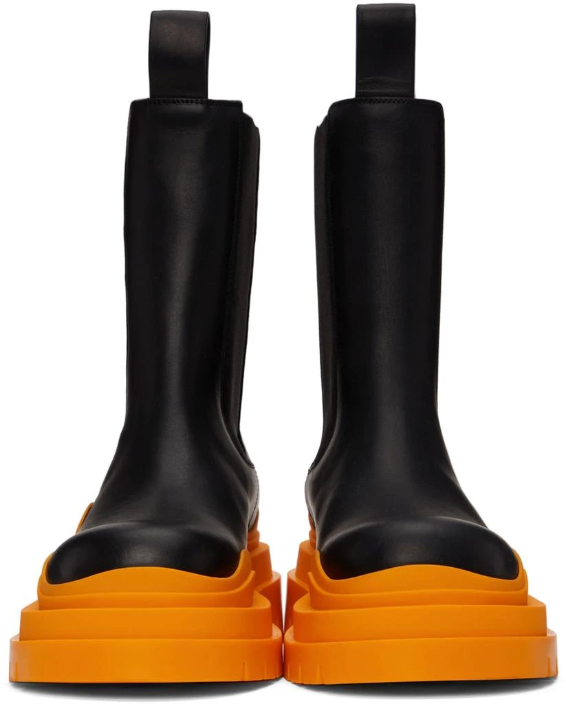 Bottega Veneta Black & Orange Tire Chelsea Boots 2
