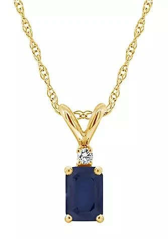 Belk 
Co. 14K Gold 6x4 Emerald Cut Sapphire Diamond Accent Pendant