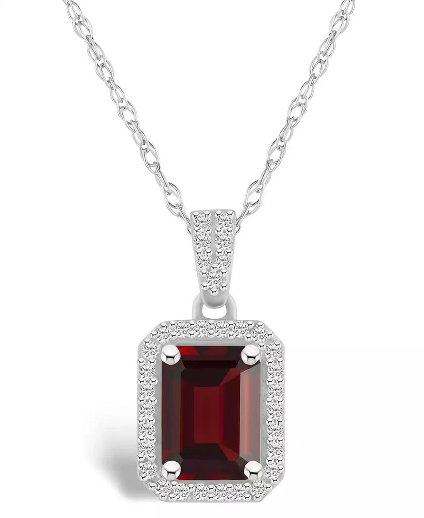 Macy
s Garnet (1-9/10 ct. t.w.) and Lab Grown Sapphire (1/5 ct. t.w.) Halo Pendant Necklace in 10K White Gold
