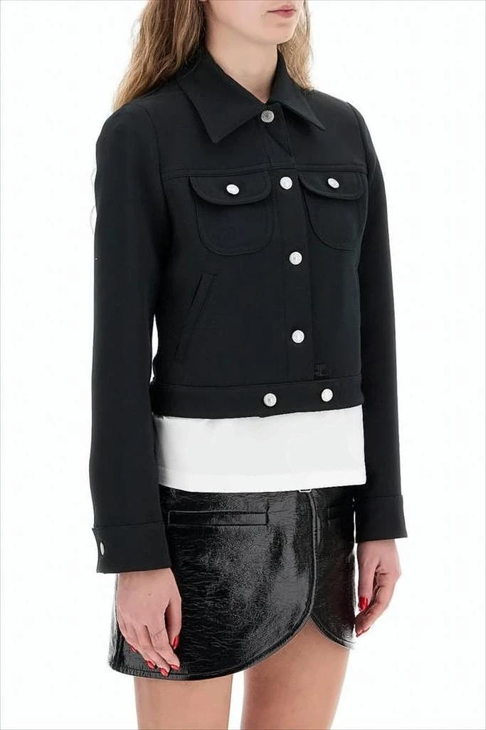 Courrèges Cropped Black Denim Jacket with Structured Silhouette 2