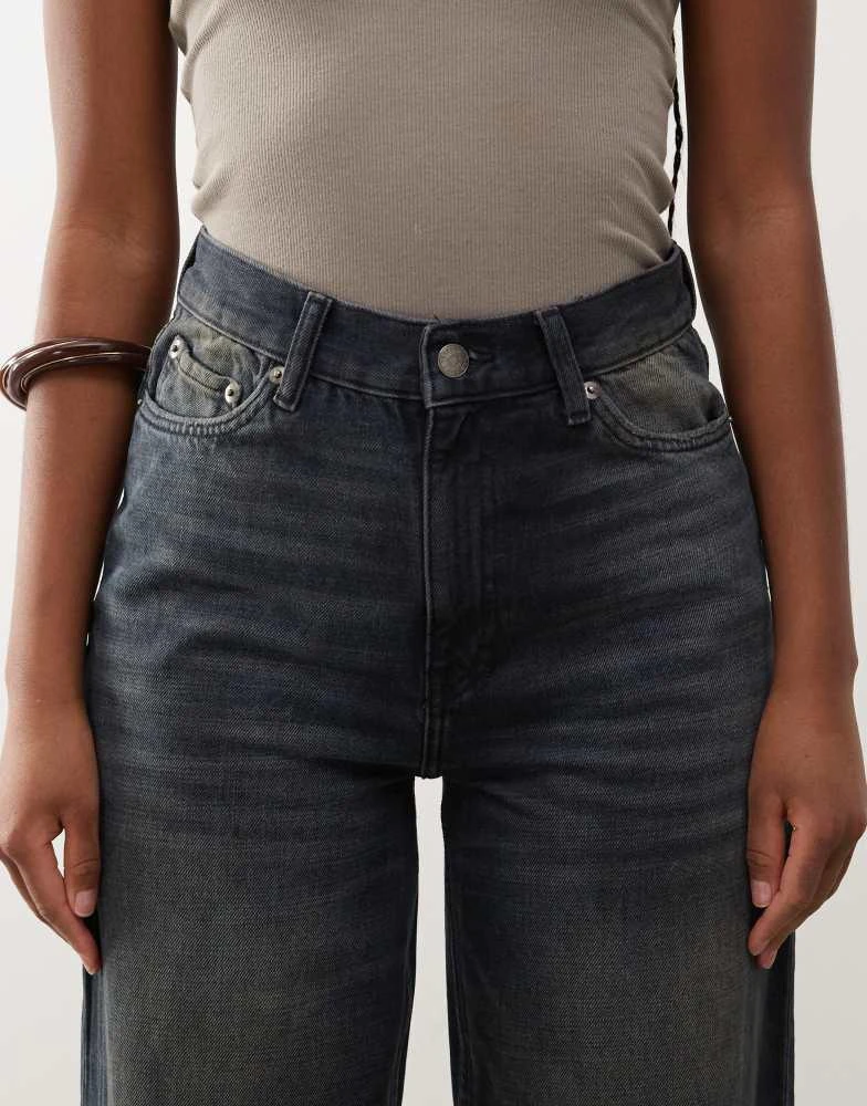 Weekday Weekday Rail mid rise baggy fit jeans in deep ocean blue 5