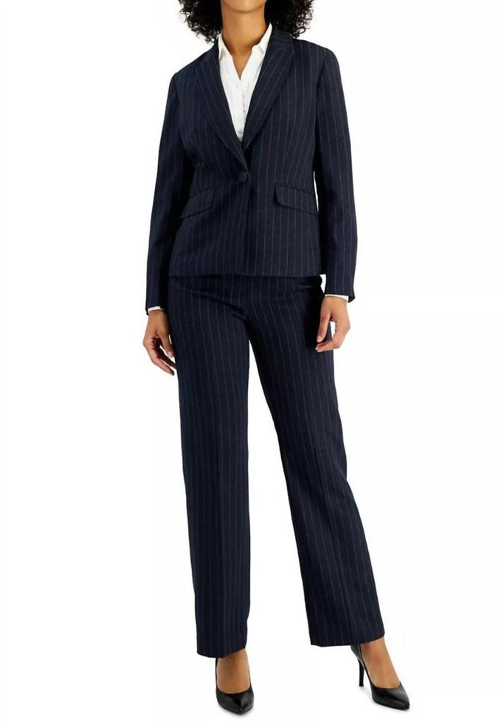 Le Suit Le Suit - Notched Collar 1 Button Crepe Jacket With Mid Waist Pant Set