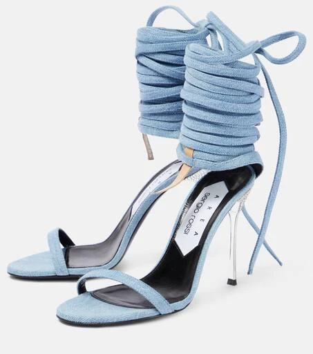 AREA x Sergio Rossi Marquise denim sandals 5