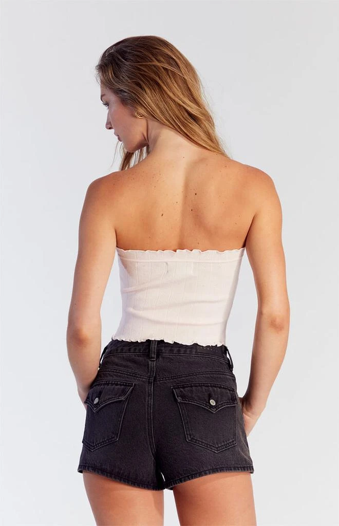 PacSun Black Button Flap Denim Mom Shorts 4