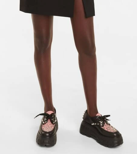 Miu Miu Embellished leather platform Derby shoes 4