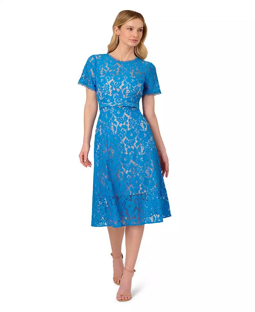 Adrianna Papell Women's Short-Sleeve Knit Lace Dress