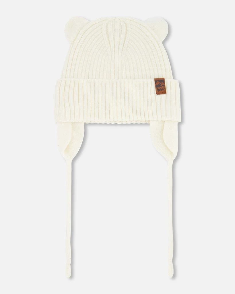Deux par Deux Baby Knit Hat Off White
