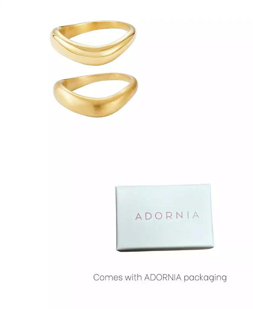 ADORNIA Tarnish Resistant Gold Nesting Curved Band Ring Set 6