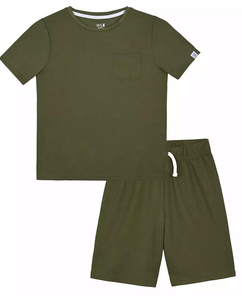 Max & Olivia Big Boys Waffle Thermal Top & Shorts Pajama Set