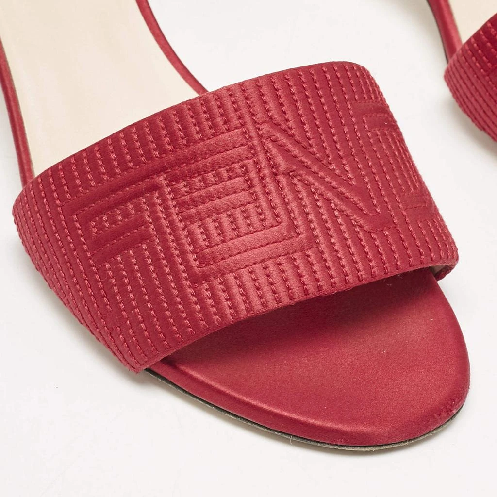Fendi Fendi Red Satin Logo Embroidered Block Heel Slide Sandals Size 40 7