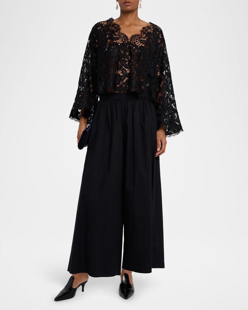 Dorothee Schumacher Lacy Dream Cropped Flare-Sleeve Blouse