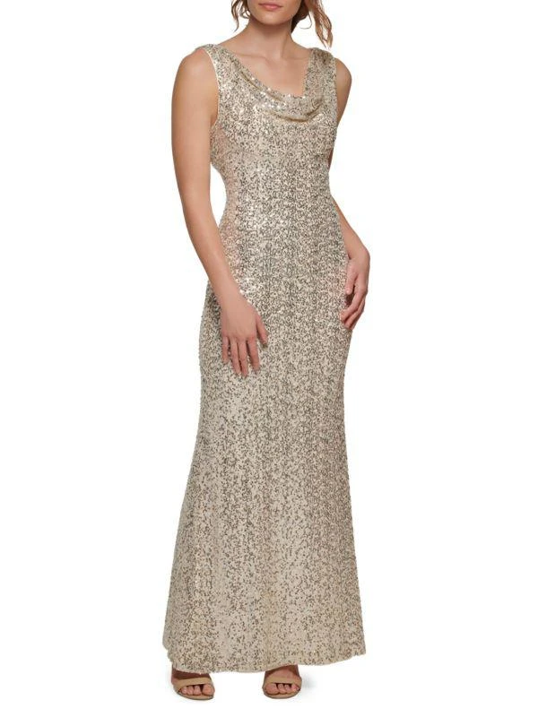 Vince Camuto Sequin Cowlneck Gown 1