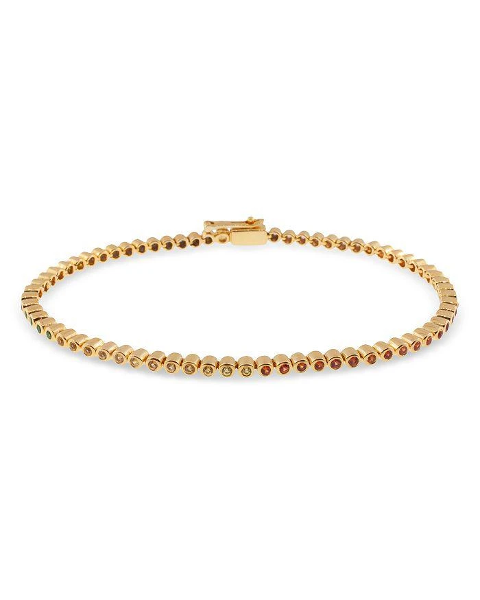 LUIS MORAIS Men
s 14K Yellow Gold Ombré Rainbow Sapphire Tennis Bracelet