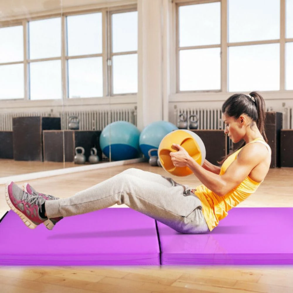 Hivvago 6 x 2 Feet Gymnastic Mat with Carrying Handles for Yoga-Purple 5