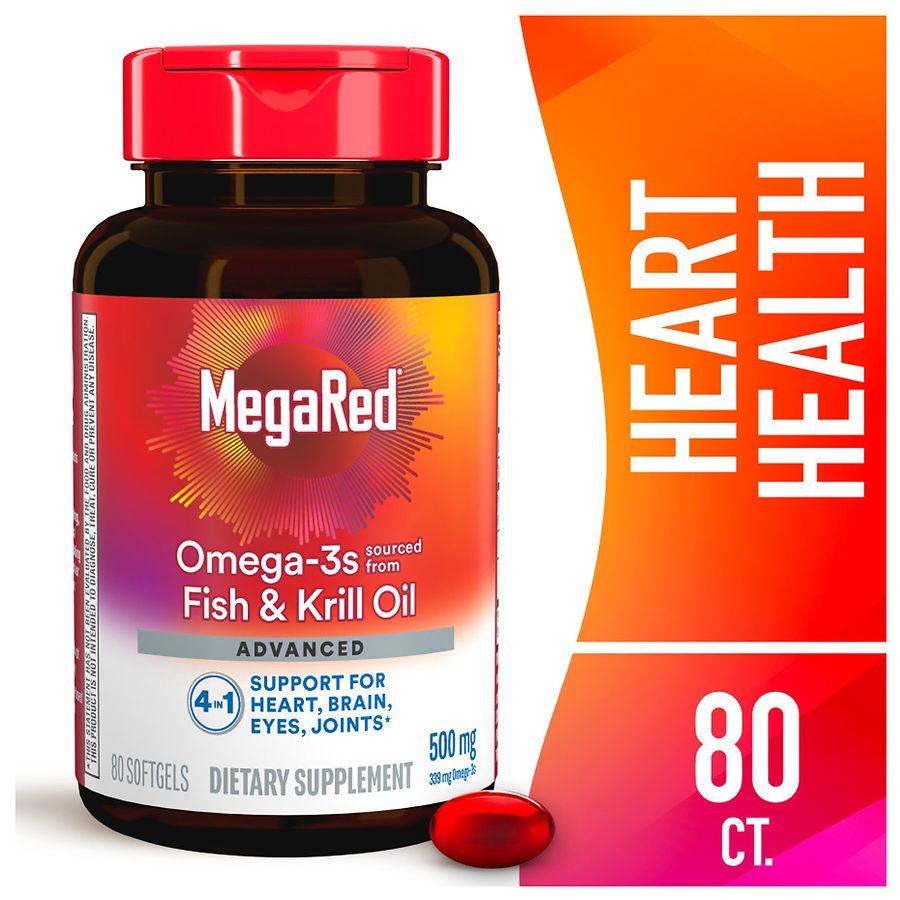 MegaRed 500mg Exta Strength Omega-3 Krill Oil Supplement Softgels