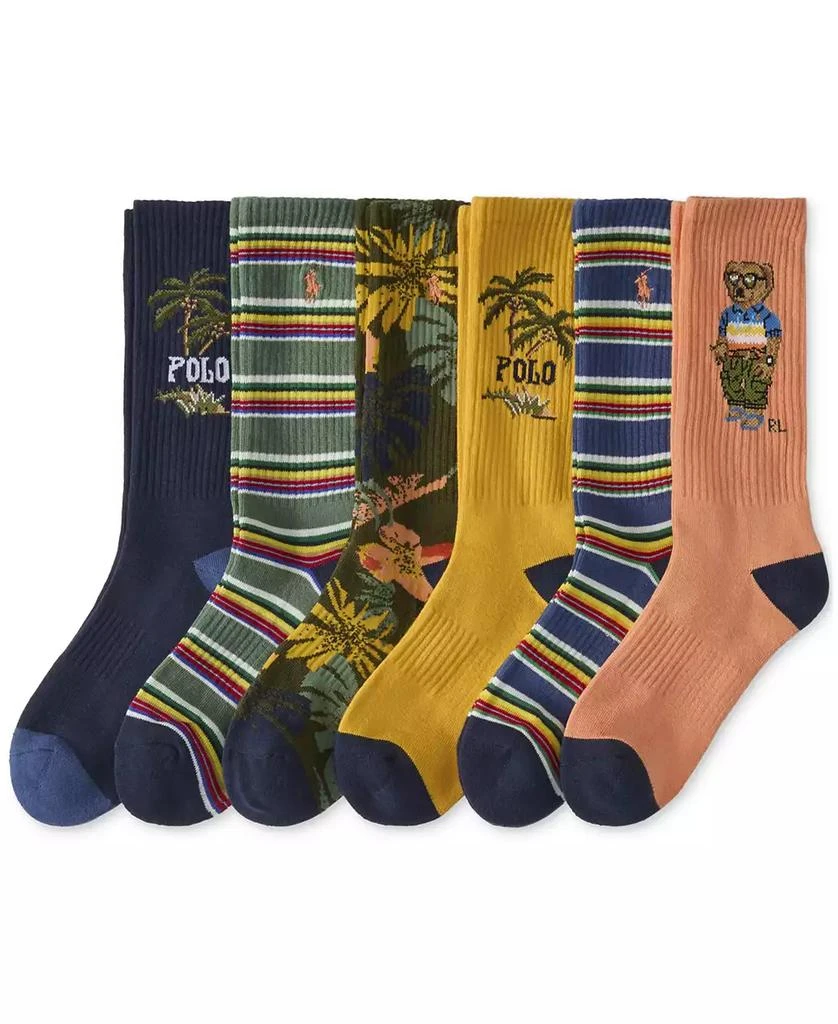 Ralph Lauren Men's 6-Pk. RL Surf Club Bear Crew Socks 1