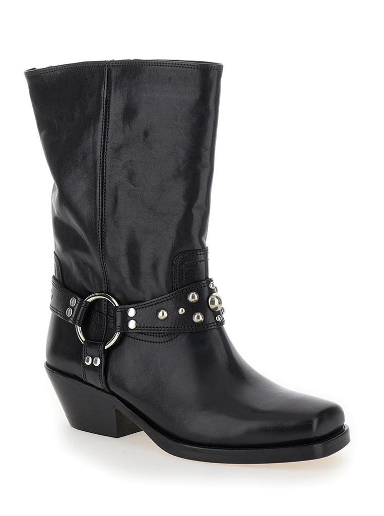 Isabel Marant 'Anyta' Black Ankle Boots With Studs In Leather Woman