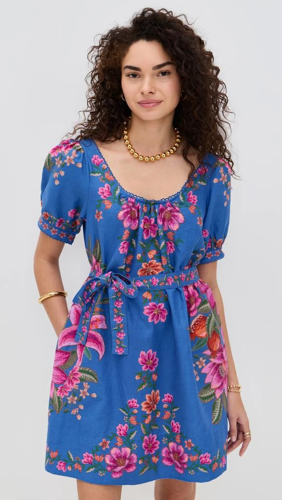 Farm Rio Summer Fruit Blue Scarf Dress 1