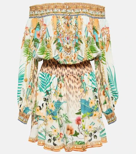 Camilla Off-the-shoulder silk minidress 1