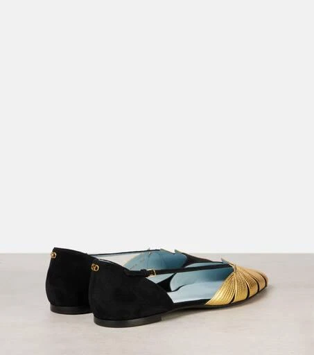 Valentino Foliefoliage suede and leather ballet flats 2