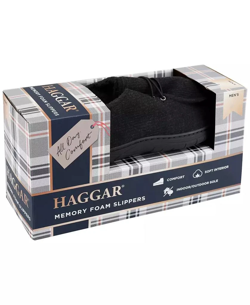 Haggar Men's Ribbed Fabric Chukka Boot Indoor/Outdoor House Slipper with Cozy Fleece Lining 6