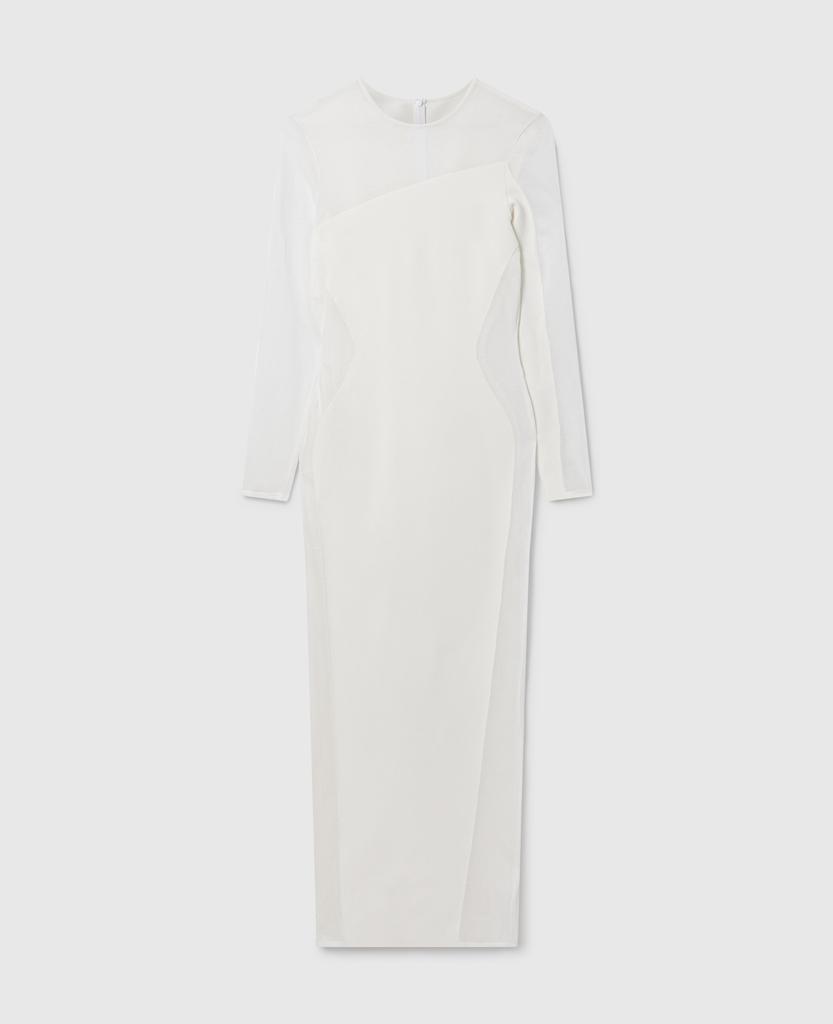 Stella McCartney Stella McCartney - Miracle Long-Sleeve Compact-Knit Dress, Woman, White, Size: S