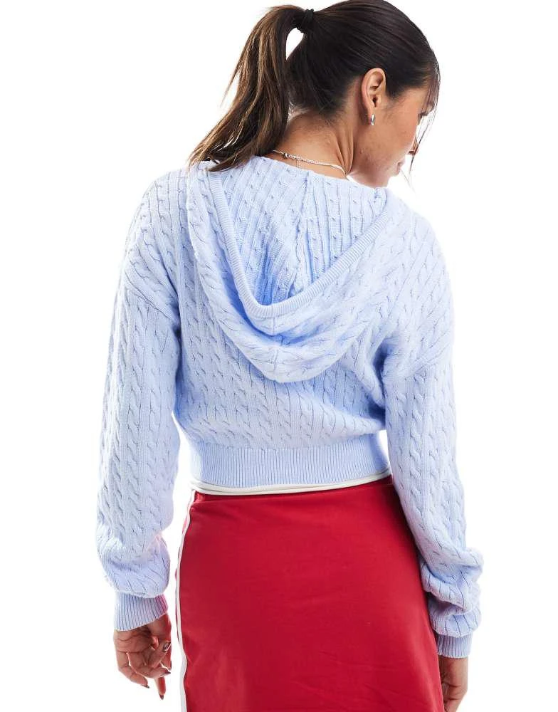 Tommy Jeans Tommy Jeans Cable knit zip-thru sweatshirt in light blue 2