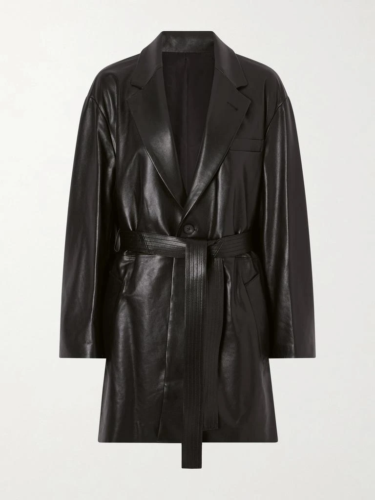 ssstein Belted Leather Trench Coat