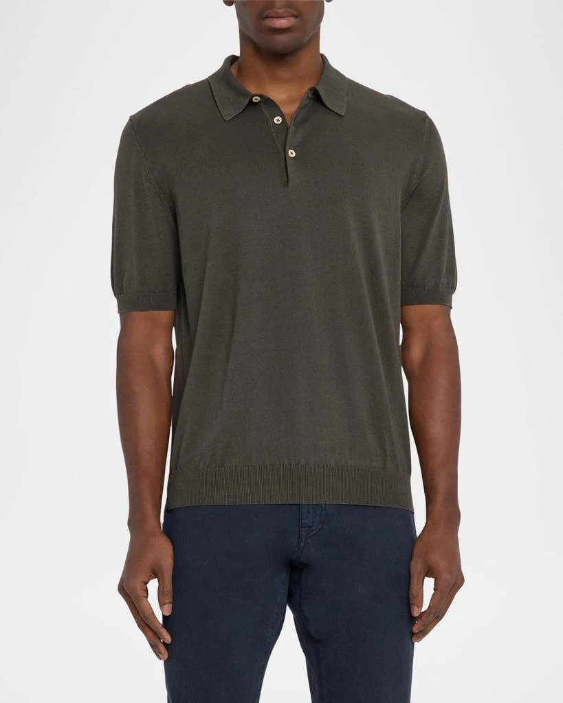 BOGLIOLI Men's Garment-Washed Cotton Polo Shirt 4