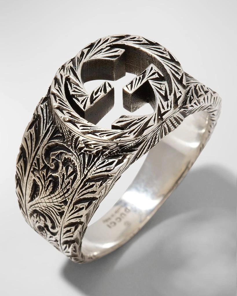 Gucci Men's Interlocking GG Sterling Silver Paisley Ring, Size 11.5 3
