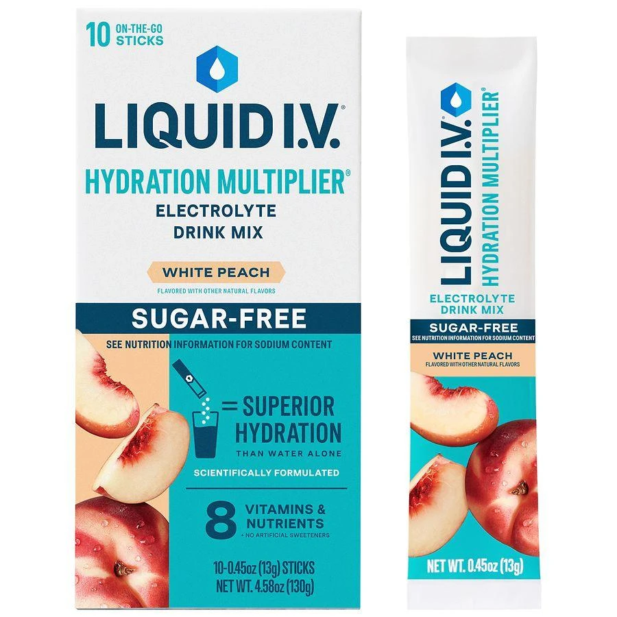 Liquid I.V. Hydration Multiplier - Sugar Free Electrolyte Drink Mix White Peach, 10ct 3