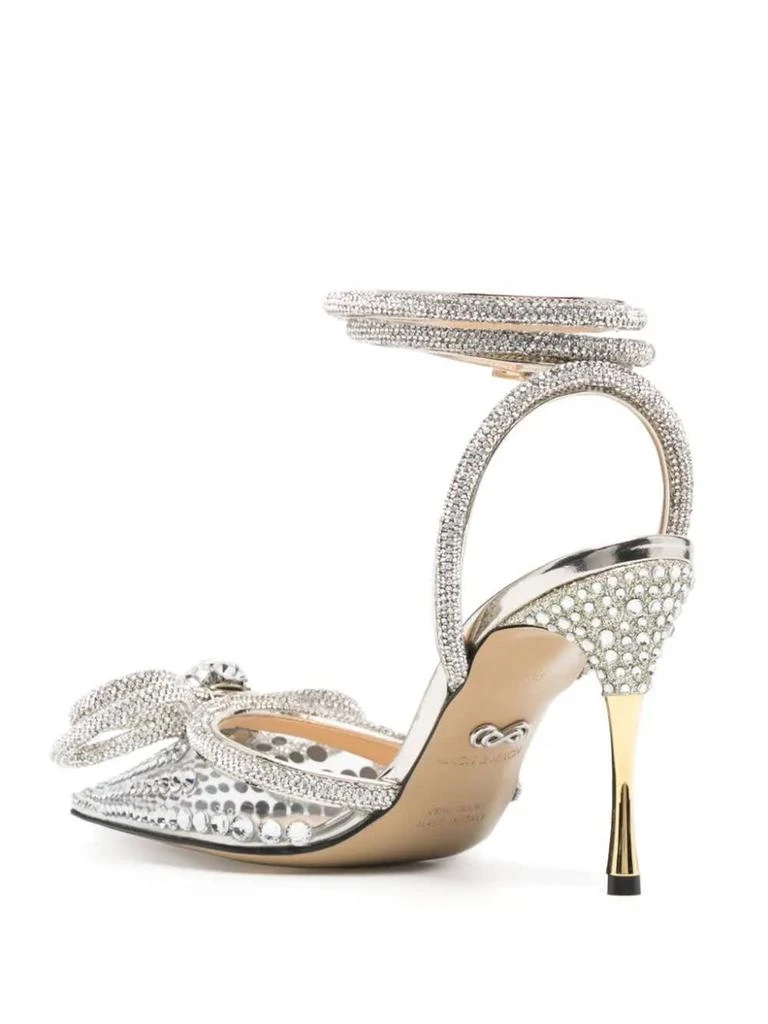 Mach & Mach Gold Double Bow 100 Mm Slingback With Crystals 3