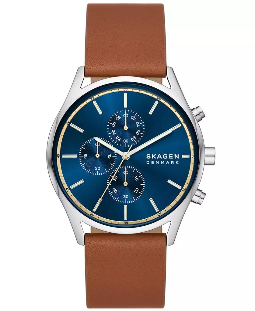 Skagen Men's Hoist Chronograph Brown Leather Watch 42mm