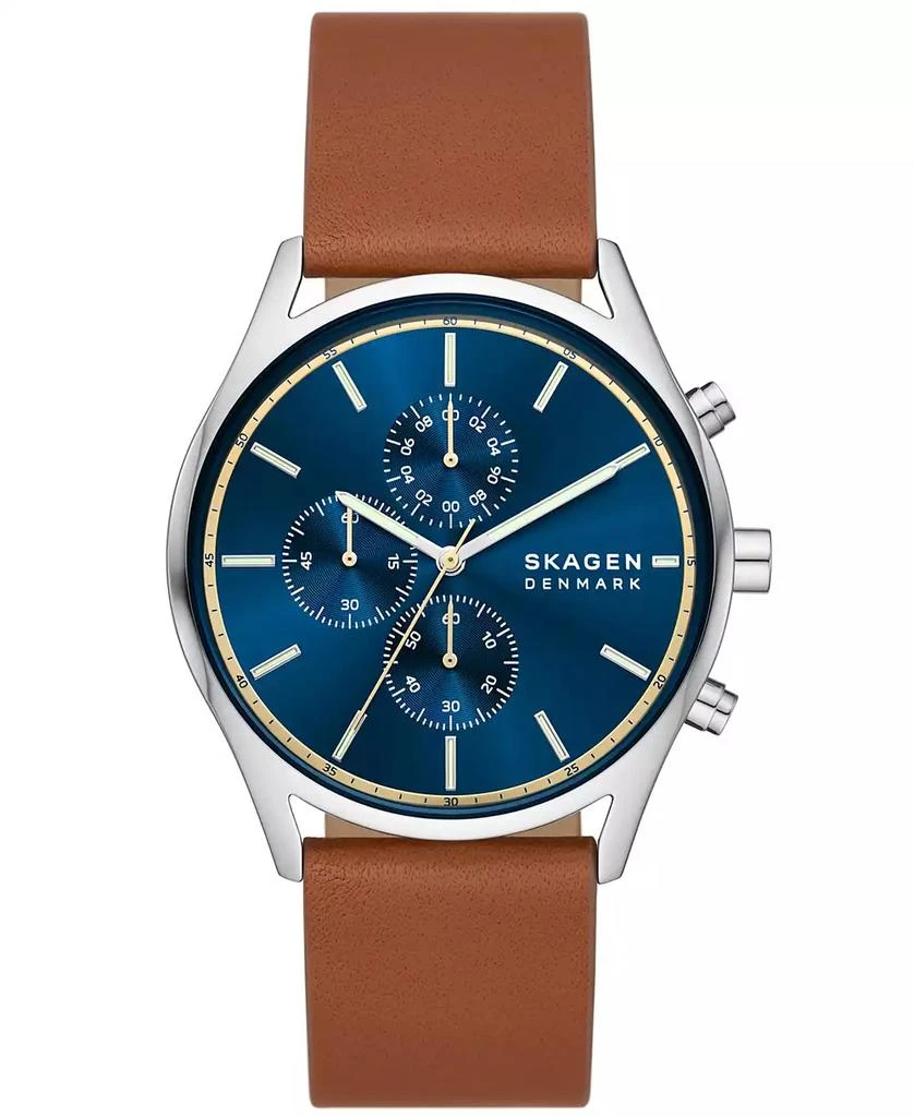 Skagen Men's Hoist Chronograph Brown Leather Watch 42mm 1