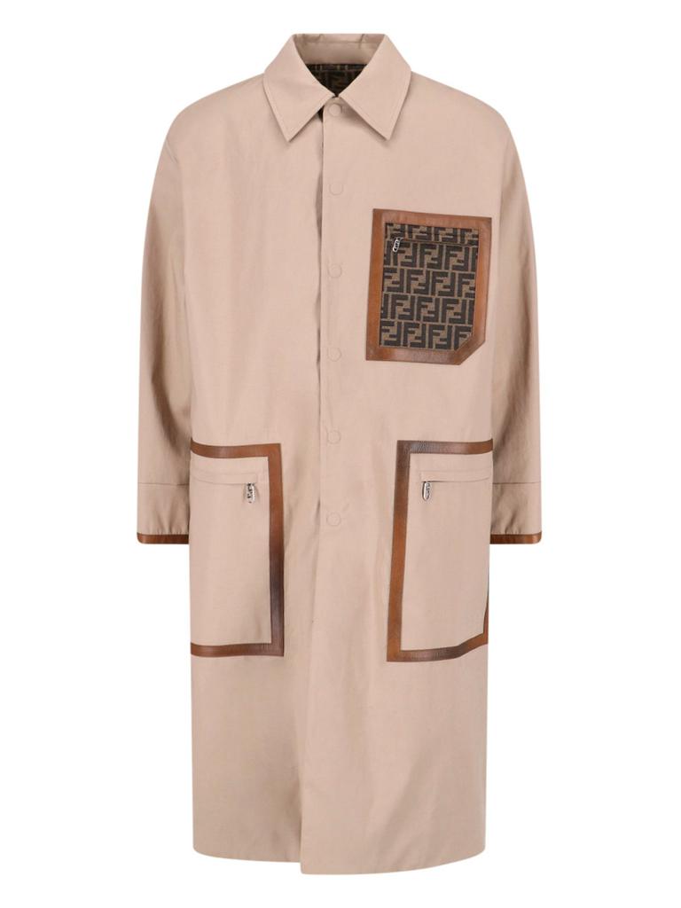 【関税込み】FENDI FF JACQUARD FABRIC TRENCH COAT Overcoat Fabric Black | Fendi